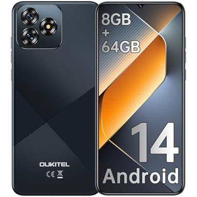 OUKITEL C53 Telefonos Moviles Libres, 8GB(4+4) RAM+64GB ROM/TF 1TB Smartphone, 6.6“ Pantalla HD+Teléfono Móvil Android 14, Batería 4300mAh, Cámara 13MP+5MP, 4G Dual SIM/Octa-Core/OTG/GPS - Negro