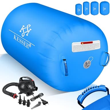 KESSER® Air Roll Airtrack - Rollo inflable, incluye bolsa de transporte y bomba de aire eléctrica, barril de gimnasia, rollo de yoga, rollo de fitness, 120 x 90 cm