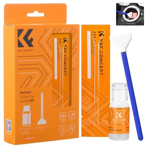 K&F Concept Kit de Limpieza para cámaras, con 10 Piezas de Limpieza Sensor APS-C + 20ml Líquido, Almohadillas de Microfibra Envasadas al Vacío, Ideal para Limpiar Objetivos, filtros y Lentes