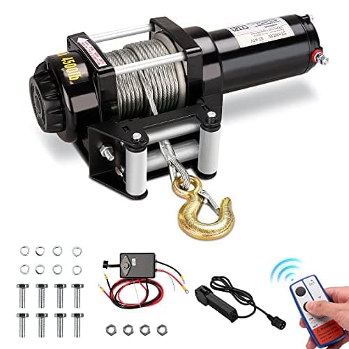 STANEW Cabrestante Eléctrico de 12 V Remolcado a 4500 LB / 2041 kg 10 m de Cuerda de Acero, Negro, Cabrestante de Cuerda Sintética de Control Remoto Inalámbrico