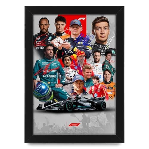 Póster firmado de los 13 mejores pilotos de la temporada de Gran Premio de Fórmula 1 2024, edición limitada, regalo para fanáticos, mercancía coleccionable de recuerdos (sin marco, A3 (30 x 40 cm)