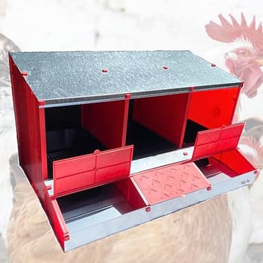 Nuevo - IKLOB® Ponedero de gallinas Color Rojo - Nido con 3 Huecos Ideal 12-14 gallinas, con Huecos más amplios para Que la gallina esté más cómoda y sin estrés.