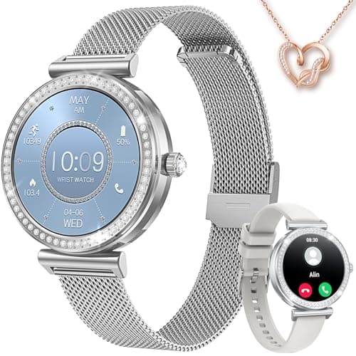 Reloj Inteligente Mujer Smartwatch con Llamadas: 1.27"Smart Watch 110+ Modos Deporte Podómetro Presión Arterial Monitor de Sueño Impermeable Pulsera Actividad Reloj Deportivo para Android iOS(Redondo)