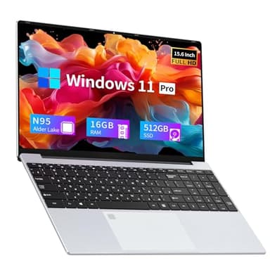 Wexultor PC Portátil 15,6", Ordenador Portátil 16GB DDR4 512GB SSD, Portátil Windows 11 con N95 CPU, Laptop con 180°Flip IPS Pantalla, Desbloqueo de Huellas Dactilares+Teclado Retroiluminado