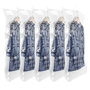 VicBou Bolsas al Vacio Ropa 5 Piezas, Bolsas de Vacío 110x70cm, Bolsas de Vacio Almacenaje para Almacenamiento Ropa Trajes Abrigos Chaquetas Bolsa de Ropa al Vacío con Gancho