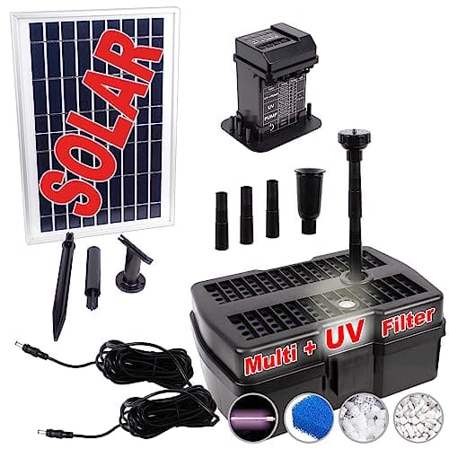 Innovador filtro solar para estanque, bomba para estanque, fuente solar, fuente de agua solar, juego de bomba solar para estanque de jardín, placa solar en marco de aluminio estable (9-UV-C)