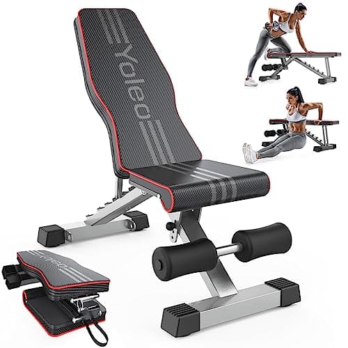 YOLEO Banco de Pesas Ajustable, Soporta 300kg Utilidad Plegable,de Entrenamiento de Cuerpo Completo Inclinación Decline Levantamiento Plano, Press, para Ejercicios de Gimnasio en casa