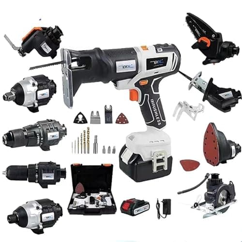 ZUMAHA Kit De Herramientas DoméSticas Y Taladro Manual InaláMbrico, Kit Combinado De Herramientas EléCtricas para CarpinteríA De 10 Pulgadas, Juego Multifuncional para CarpinteríA para Proyectos