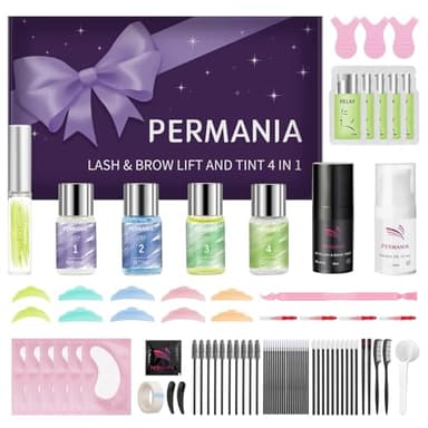 PERMANIA Tinte Pestañas and Lifting Pestañas, Lash Lift and Tint, 4 en 1 y juego negro, para salón y uso doméstico,También funciona en la laminación de cejas y teñido de cejas-10ml