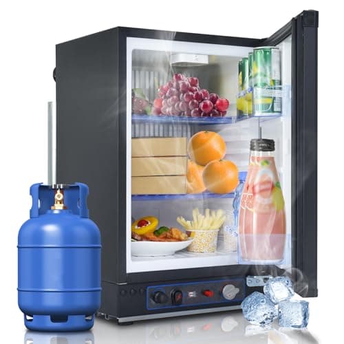 SMETA Frigorífico de Gas 40L, 12V, 230V, Absorción Silenciosa, 28/30 mbar, Puerta Reversible, para Camping, Autocaravana, Caravana, Camión, Zonas Sin Alimentación Eléctrica, Negro