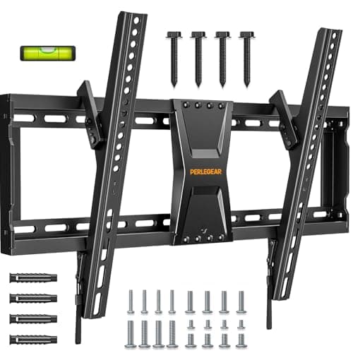 Perlegear Soporte TV Pared para TV de 37-82 Pulgadas hasta 60 kg, Soporte TV Inclinable Máx VESA 600x400mm, Soporte Pared TV con Cordones Ajustables