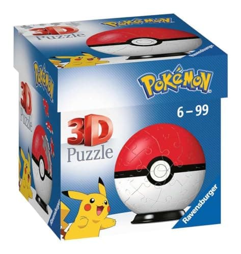 Ravensburger - Puzzle 3D Pokémon Pokeball, Maqueta para Adultos y Niños de 6+ Años, Rompecabezas de 55 Piezas