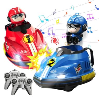 KUWUNG Coche de Choque Teledirigido Niños, 2 Piezas RC Bumper Car con Luces y Música, Coches Teledirigidos para Niños, Juguete Auto de Choque para Niños y Niñas