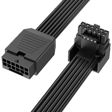J&D Cable de Extensión PCI-E 5.0, Cable de Extensión PCI-E de 30 cm en ángulo Recto de 16 Patillas (12+4) Macho a Hembra 16AWG 12VHPWR PCI-E 5.0 para RTX 4090 4080 3090 Ti, Negro, Tipo A