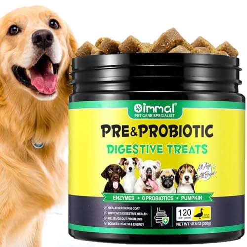 Probióticos para Perros, Probióticos Masticar para Perros, Apoyo de inmunidad, Promover la Salud intestinal, Mejorar la digestión e inmunidad, 120 Chews Duck