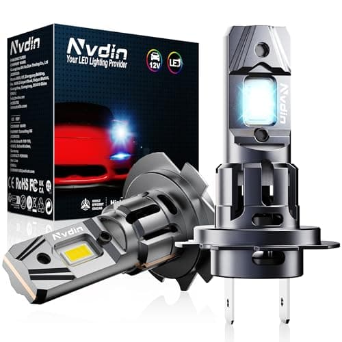Nvdin bombillas h7 led 30000lm, lámpara para faros de coche y moto, muy compacto y montaje directo, tamaño halógeno 1:1, kit de luces de 12v para luz de carretera o cruce, 6000k blanco intenso