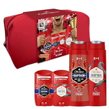 Old Spice Footballer Set De Regalo Para Hombre, Con Desodorante En Barra Y Gel De Ducha Captain Y Desodorante En Barra Y Gel De Ducha Deep Sea