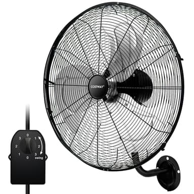 COSTWAY Ventilador Industrial de 120W, Ventilador de Pared Φ55cm con 3 Velocidades, Rotación Horizontal de 85°y Vertical de 30°, 3 Aspas de Aluminio, Metálico para Almacén y Taller (Negro)