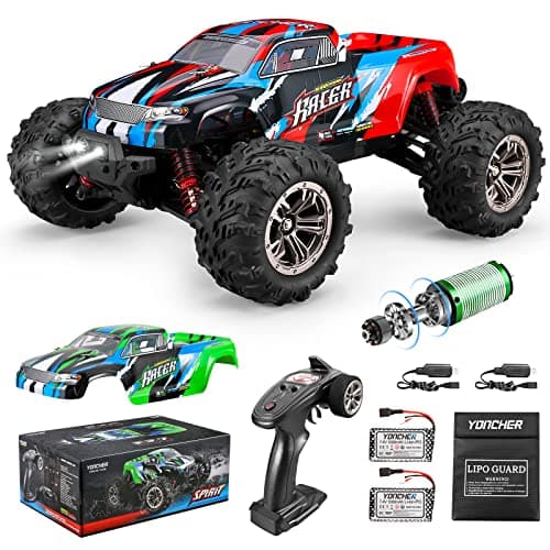 YONCHER YC250 Coche Teledirigido Adulto, 1/16 Brushless Motor 62+Km/h Coche RC para niños, Radio Control Coche 4x4, Camiones de Control Remoto 4WD Crawler con 2 Baterías 2 Cuerpos 40min+