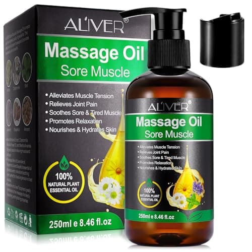 Aceite de Masaje, 250ml Massage Oil para Calmar, Calentar y Relajar, para Masajes en Musculos, Espalda, Hombro, Pies, Rodilla, Contracturas