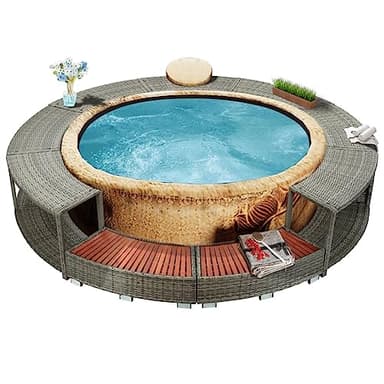 Borde para bañera de spa de polirratán gris (59,6 kg) - Casa y jardín