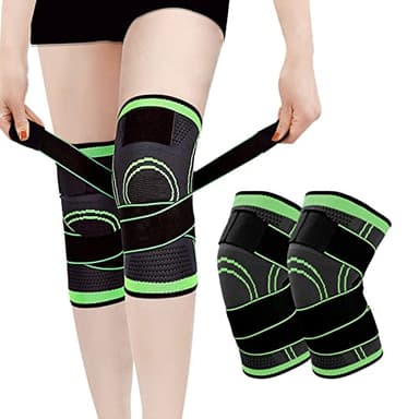 DKDDSSS Rodillera Menisco Ligamento, 2 Pieza Rodilleras Deportivas para Hombres y Mujeres Compresión Antideslizante Rodillera Rotuliana para Aliviar Dolor, Artritis, Crossfit, Correr(L)