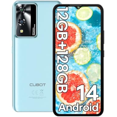 CUBOT A10 Telefonos Moviles Libres Android 14, 12GB(4+8)+128GB/1TB Telefono Movil, 6,56" HD+/90Hz, Cámara 48MP+16MP Móvil, 5100mAh Batería, 4G Dual SIM Smartphone, Octa-Core/Face ID/OTG/GPS (Azul)