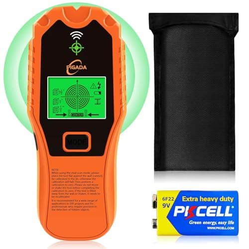 Detector de Pared de Contiene Bolsa Protectora,Detector Cables y TuberÍas 6 en 1,Localizador de Línea con Pantalla LCD,Escáner de Madera, AC Cable, Metal Magnético, Alarma Doble