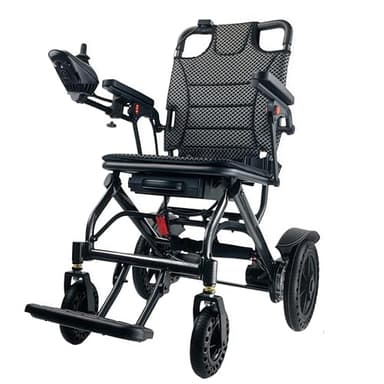 ByteTecpeak D04 - Silla de ruedas eléctrica plegable y ligera, motor silencioso de 500 W, batería extraíble de 10 Ah, rango de 20 km, marco de aleación de aluminio de fibra de carbono, soporta 150 kg
