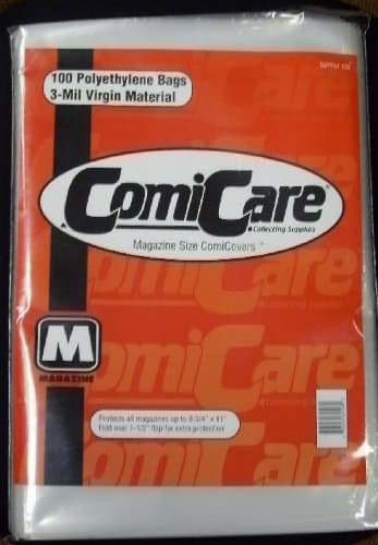 ComiCare - Bolsas de polietileno para cómics de tamaño revista 8-3/4 x 11 pulgadas más solapa de 1 1/2 pulgadas