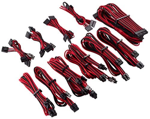 Corsair - Kit Pro (Cables para alimentadores protegidos de forma Individual con revestimiento Type 4 Gen 4 Premium), Rojo/Negro