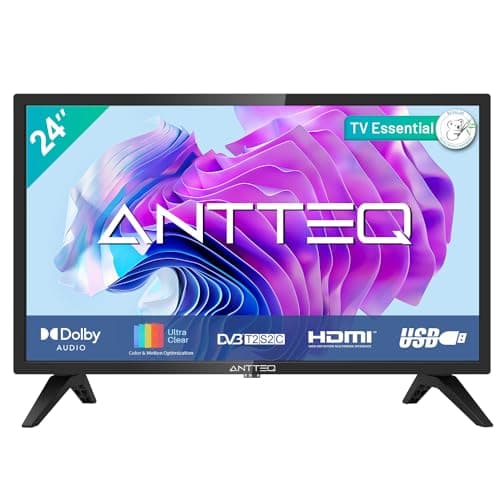 Antteq AB24F1D TV 24 Pulgadas (Televisores 60 cm), Dolby Audio, LED,Triple Tuner DVB-C / T2 / S2, Ci+, Conexión VGA PC, HDMI, USB, Salida de Audio Digital, Modo Hotel Incluido