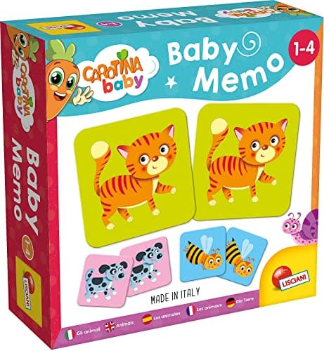 Lisciani - Baby Memo - Los Animales - Juego de Sociedad Educativo - Juego de Memoria y Reflexión - 24 Cartas - Para Niños de 1 a 4 años de edad - CAROTINA BABY