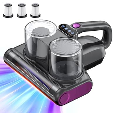 JPHYLL Aspirador de ácaros para Colchones Potencia de Succión de 16 Kpa Aspirador de Cama con Luz UV-C de 253,7 NM con 3 Filtros HEPA Tecnologías de Rodillo de Cepillo Térmico Ultrasónico