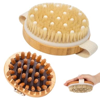Yolistar Beauty Dry Brushing Body Brush - Cepillo para el Masaje Corporal Seco, Celulitis Cepillo de la Mano con Clavos de Madera, Cuerpo Cepillo para Mejora Las Funciones Linfáticas, Exfolia