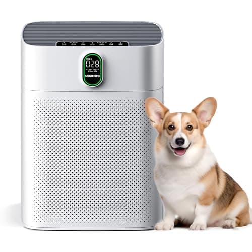 MORENTO Purificador de aire adecuado para habitaciones grandes, con sensor de calidad del aire de visualización pm2.5, filtro de aire de alta eficiencia real, entrada de aire de doble cara, 24dB
