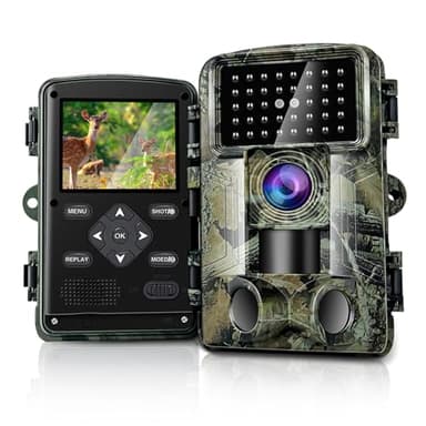 HAZA Camara Caza 58MP 2.7K HD Camara Fototrampeo con Micro SD 32GB Cámaras de Caza Visión Nocturnal Impermeable IP66 Cámara de Outdoor Patio Trasero Granja Vida Silvestre Monitoreo (M-2)