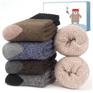 Calcetines Termicos Hombre Regalos Navidad: 5-Pk Calcetines Hombre Invierno Lana Ideas Regalos para Hombre Adolescentes Chico Padre Abuelo Calcetines Termicos Frio Extremo Hombre Calcetines Calentitos