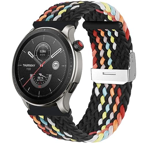 MiRowy 22mm Correa para Amazfit Balance/Amazfit Bip 5/Amazfit Cheetah/Cheetah Pro Correa, Ajustable Trenzada Pulseras Repuesto para Amazfit GTR 4/GTR 3/3 Pro/GTR 2e/GTR 47mm, Negro Iridiscente