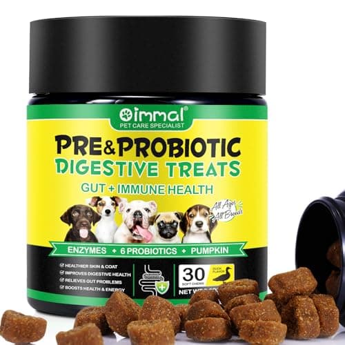 Probióticos para Perros, Probióticos Masticar para Perros, Apoyo de Inmunidad, Mejorar la Digestión e Inmunidad, Promover la Salud Intestinal, 30 Chews Duck