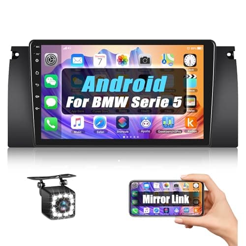 [1+32G] SIXWIN Android 13 Radio Coche para BMW 5 E39 E53 M5 X5(1996-2007) con Mirrorlink,9 Pulgadas Pantalla Táctil con Bluetooth/WiFi/GPS/FM/RDS/USB