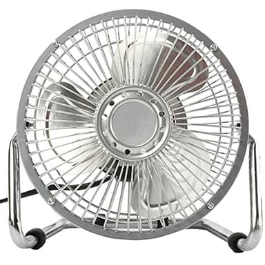 SILVANO - Ventilador Mesa Sobremesa y Suelo 6" 15cm para Escritorio de Ordenador Pc Portatil Tamaño Compacto 20W 220V Soporte Y ASPAS DE Metal 2 velocidades Ajustable - Alta Velocidad de Aire
