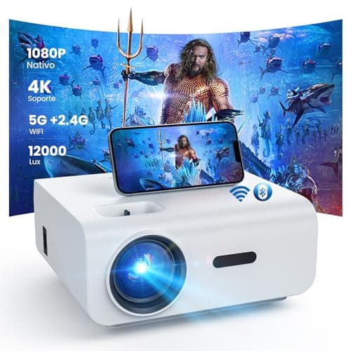 HOPVISION Proyector, Mini Proyector Portátil WiFi Bluetooth, 12000Lúmenes Proyector 4K Soportado, Videoproyector Cine en Casa Full HD 1080P Compatible con Smartphone/HDMI/USB/Laptop/Fire Stick/PS5