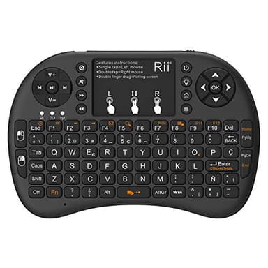 Rii i8+ Multimedia Mini Teclado inalámbrico 2.4Ghz con touchpad Integrado, retroiluminación Led y batería Recargable de Litio-IO