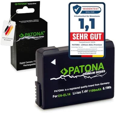 PATONA Premium EN-EL14 Batería 1100mAh Compatible con Nikon Coolpix P7000 P7100 P7700 P7800 D3100 D3200 D3300 D3400 D3500 D5100 D5200 D5300 D5500 D5600 5600 DF ENEL14 EN EL14 EN EL 14 EN-EL14a