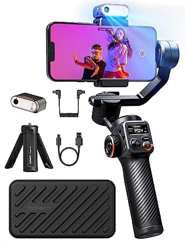 hohem iSteady M6 Kit Estabilizador de Móvil Gimbal Móvil de 3 Ejes, Seguimiento Magnético de IA con Luz de Relleno CCT/RGB Ajustable, 0,91 Pulgadas Pantalla OLED, Carga Útil 400g, para Youtube/Vlog