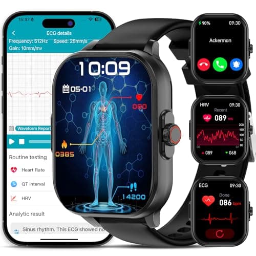YYKY 2025 Nuevo Reloj Inteligente con ECG+HRV/𝐆𝐥𝐮𝐜𝐞𝐦𝐢𝐚, 2.01" Smartwatch con 24H Pulsómetro/Oxímetro/Presión/Presión Arterial/Sueño, 100+ Modos Deportivos Pulsera Actividad para Android iOS