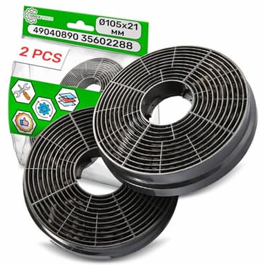 2 Piezas Filtro Carbon Campana Extractora Tipo CF130 Ø105х21 mm con Código Original 49040117 49040890 35602288 MIZ0058 para Candy para Respekta - Garantía de 5 Años - ONIX TECH