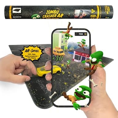 Zombie Crasher AR Juego con coche de juguete y alfombra, apocalipsis zombie, aplicación móvil de realidad aumentada