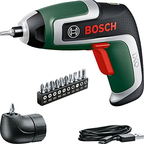 Bosch Home and Garden atornillador a batería compacto IXO set (7.ª generación; 3,6 V; 2,0 Ah; 5,5 Nm; adaptador de atornillado en ángulo; con cable micro USB; atornilla hasta 190 tornillos; caja)